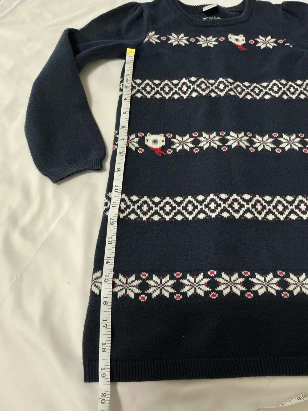 Gymboree Girls Navy Knit Dress with White and Red Fair Isle Motif 8